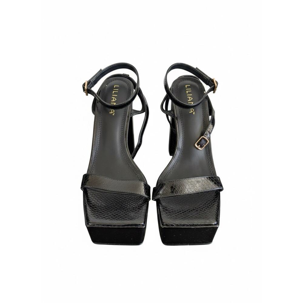 Liliana Black Platform Heels Square Toe Size 10